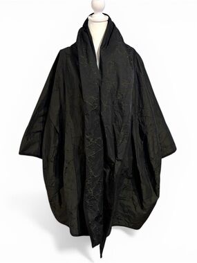 Alembika BJ4030 Crackle Cocoon Coat Black Artwear Lagenlook Oversized S